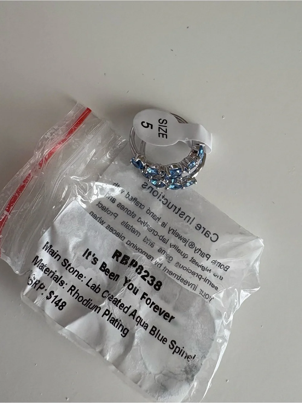 Bomb Party It’s Been You Forever Ring RBP8238 Aqua Blue Spinel Rhodium Plating